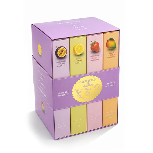 Happy Tea Company Fruit Tea Library Green Tea Set Assortment 80 Tea Bags