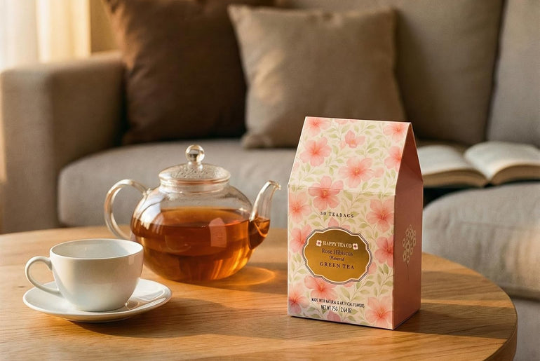 Happy Tea Company Rosehip Hibiscus Flavored Green Tea