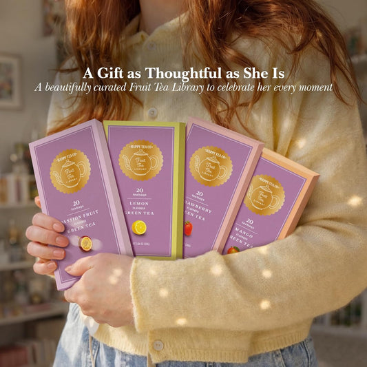 Happy Tea Company Fruit Tea Library Green Tea Set Assortment 80 Tea Bags