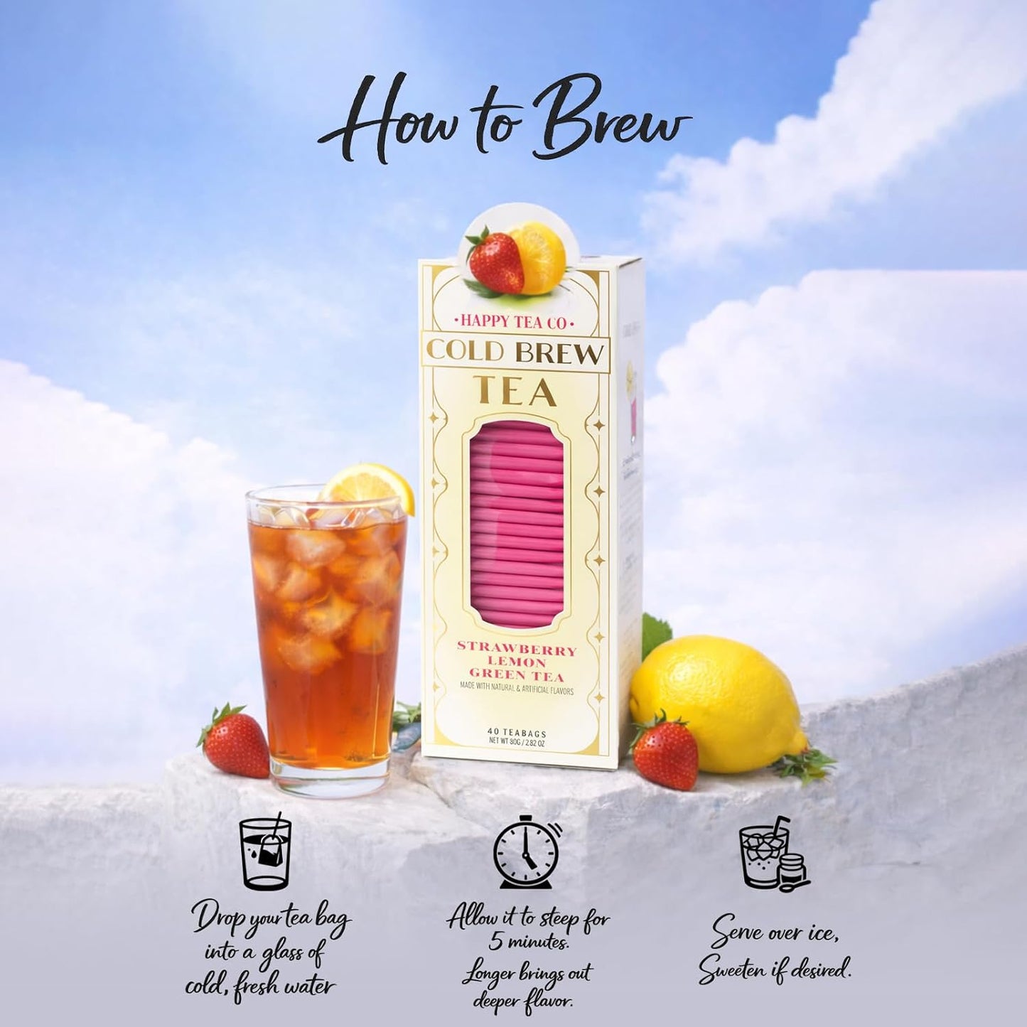 Happy Tea Company Strawberry Lemon Cold Brew Tea