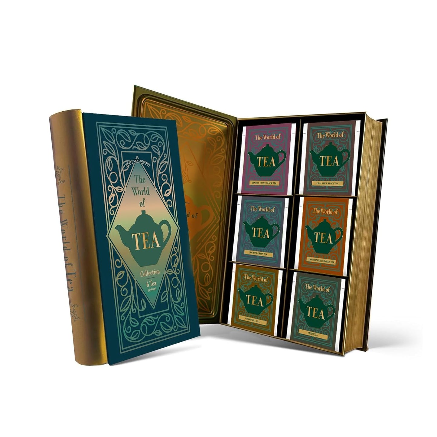 Happy Tea Company The World of Tea 6 Flavors Tea Assortment Book
