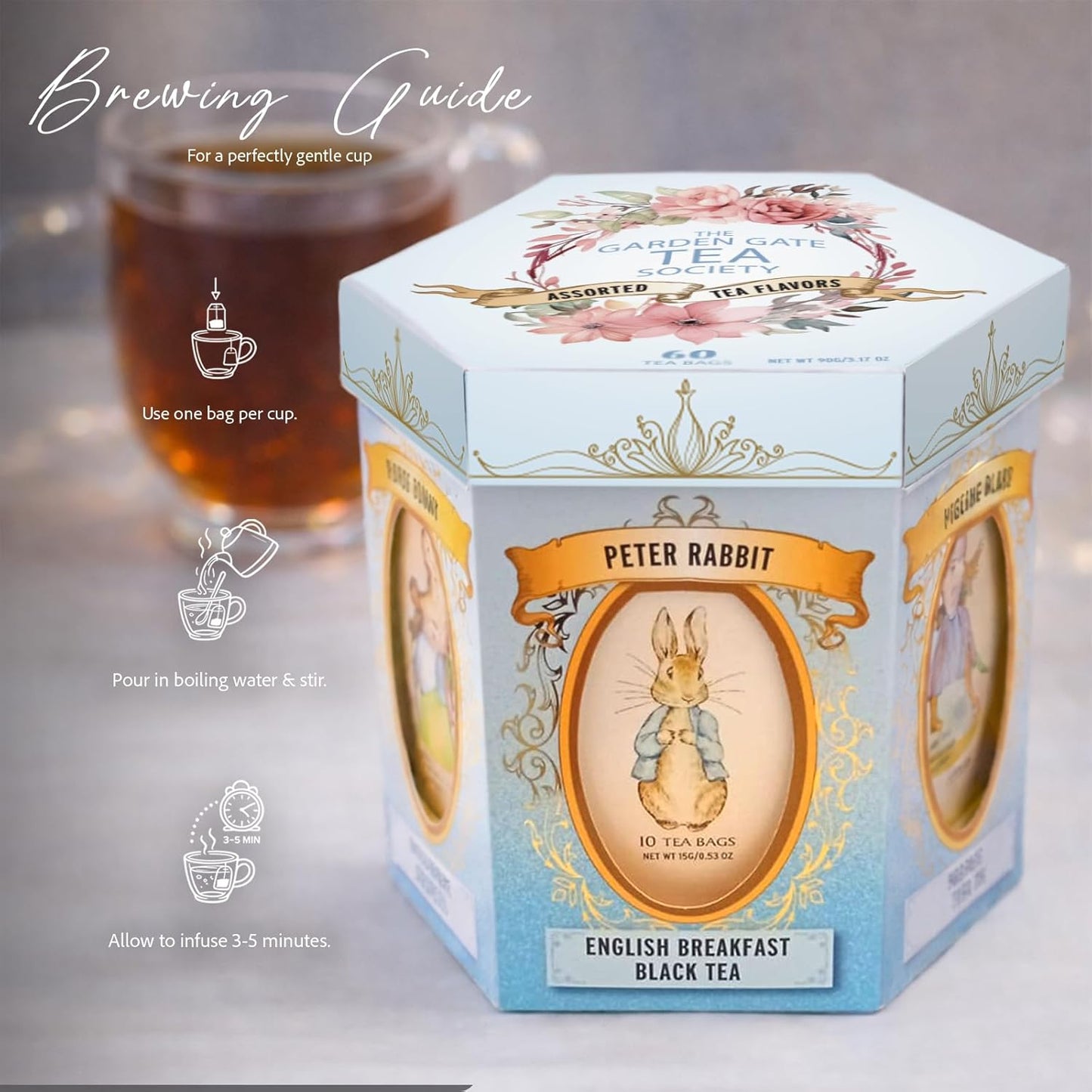 The Garden Gate Tea Society Assorted Tea Set Gift 60 Tea Bags