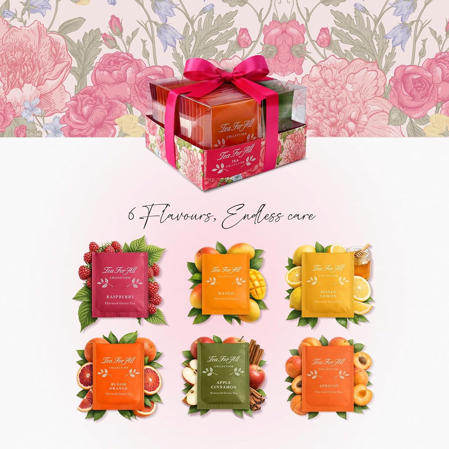 Tea for All Fruit Tea Set Sampler 48 Tea Bags Assorted Variety Pack