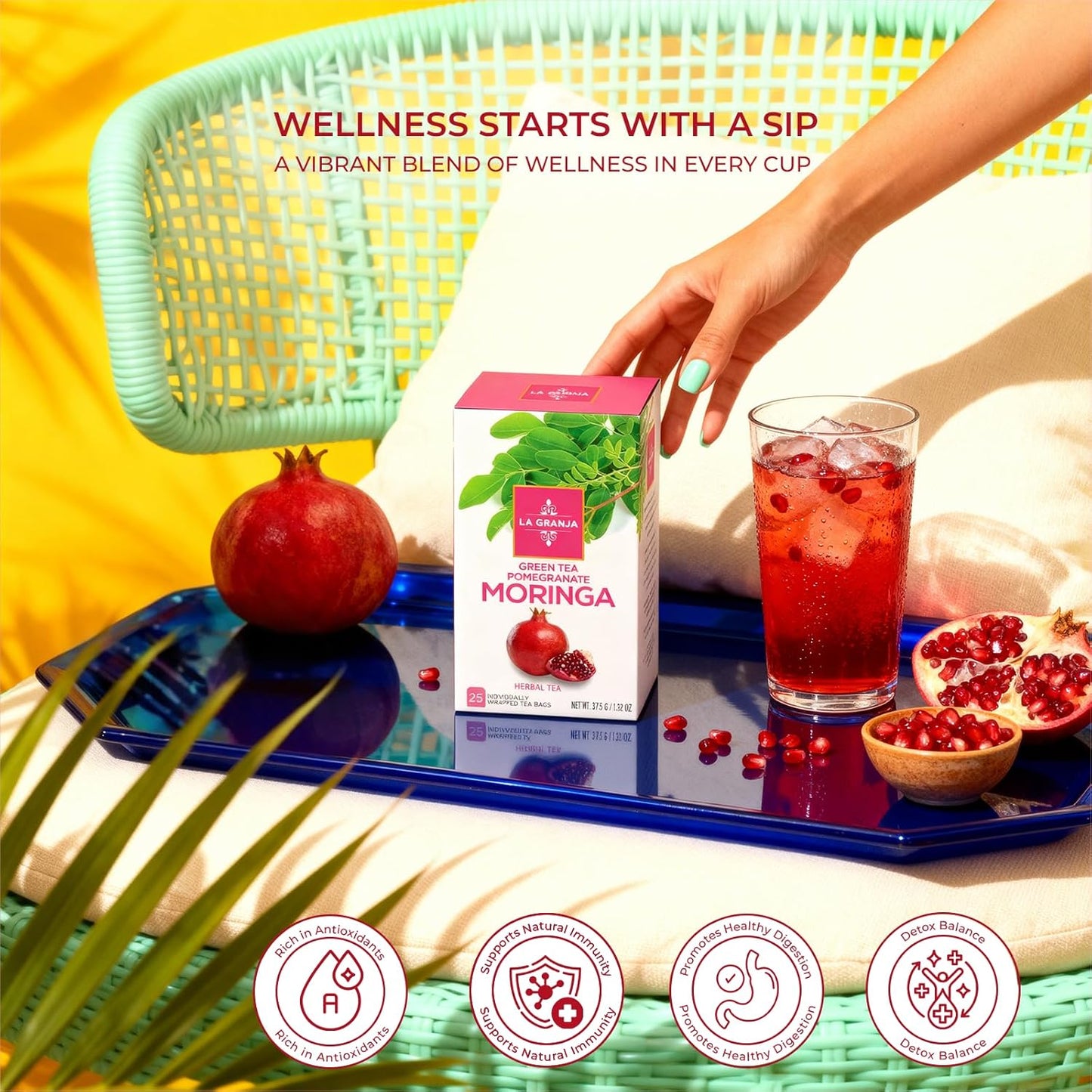 La Granja Green Tea Pomegranate Moringa Tea