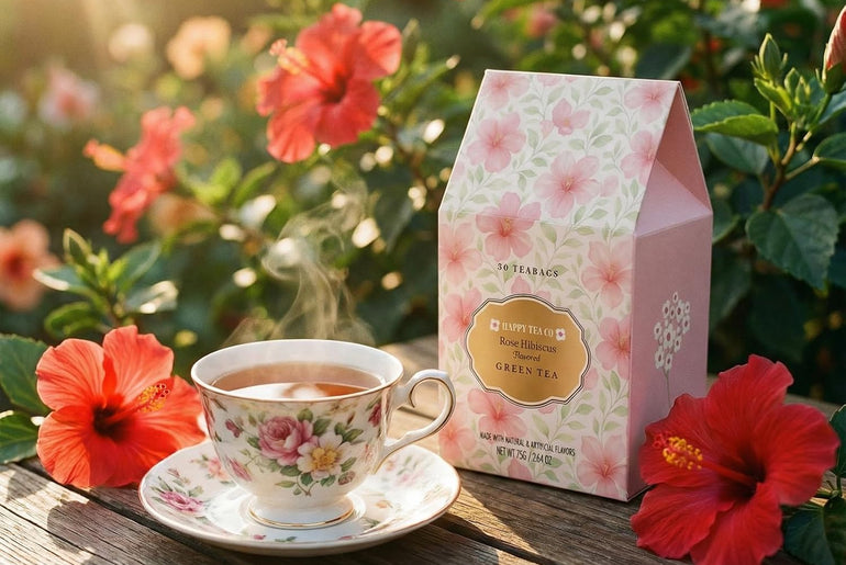 Happy Tea Company Rosehip Hibiscus Flavored Green Tea