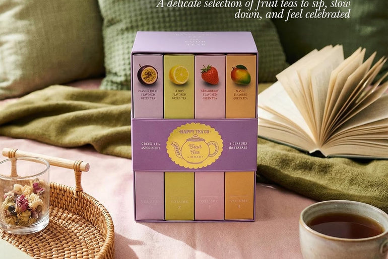 Happy Tea Company Fruit Tea Library Green Tea Set Assortment 80 Tea Bags