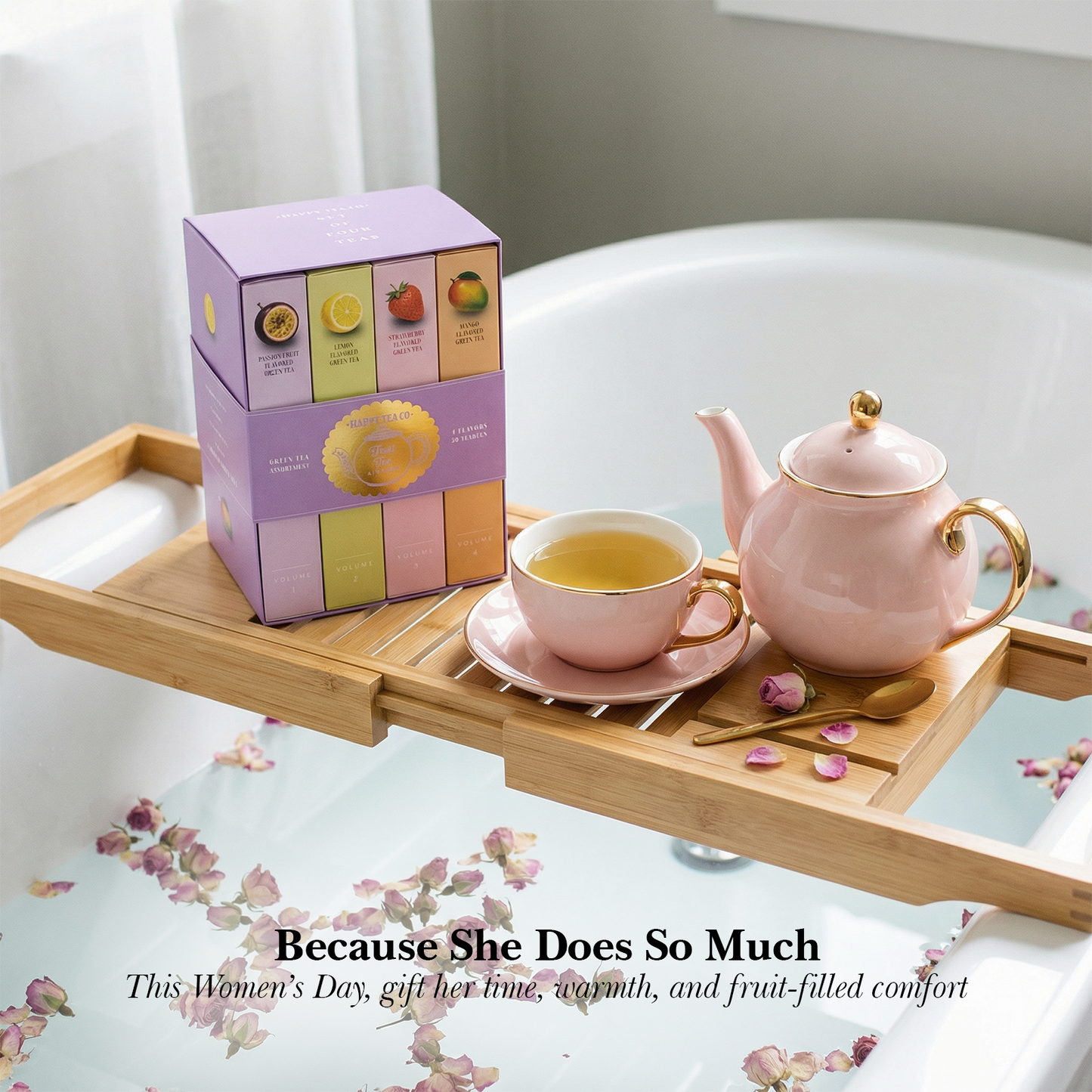 Happy Tea Company Fruit Tea Library Green Tea Set Assortment 80 Tea Bags