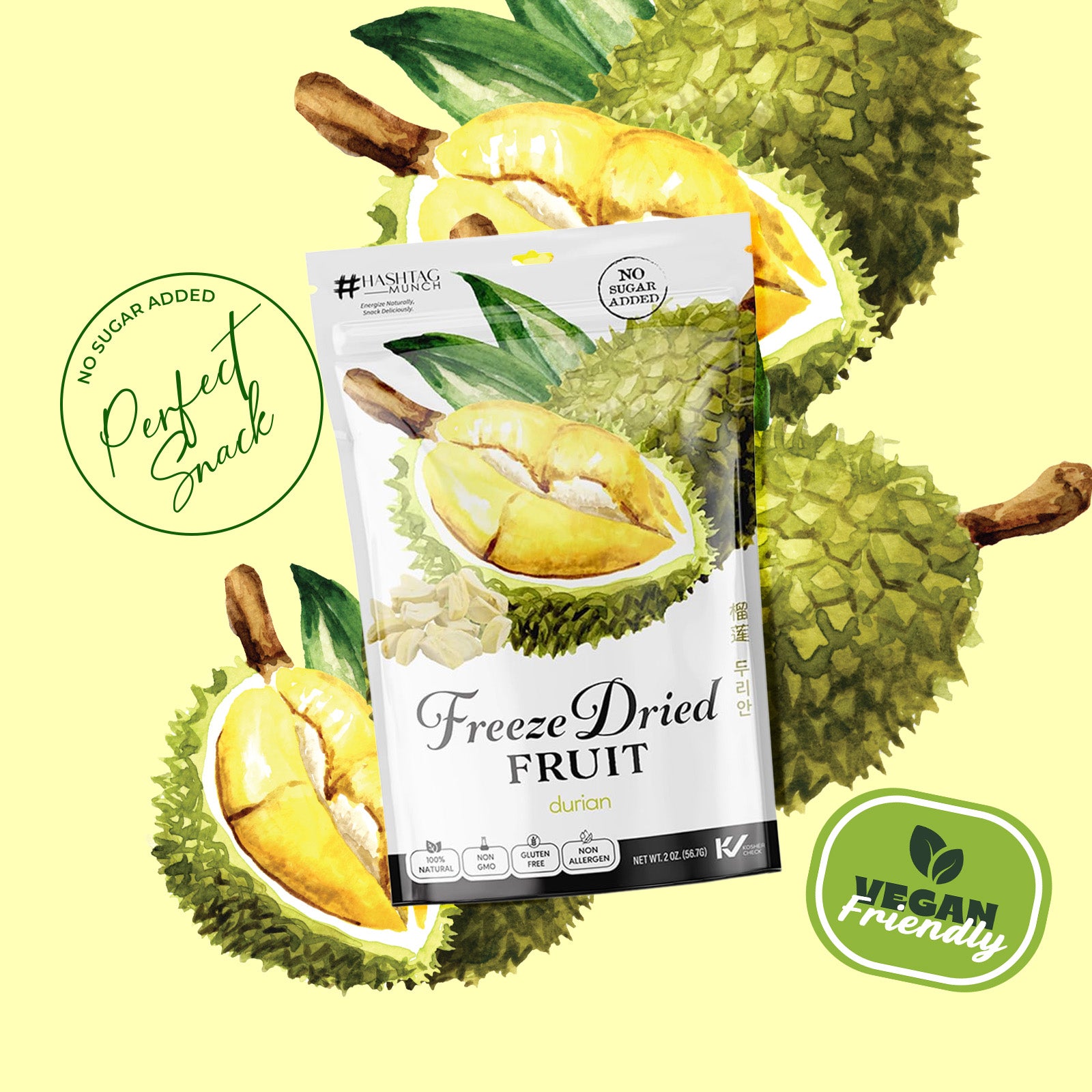 Freeze Dried Durian - No Sugar Added