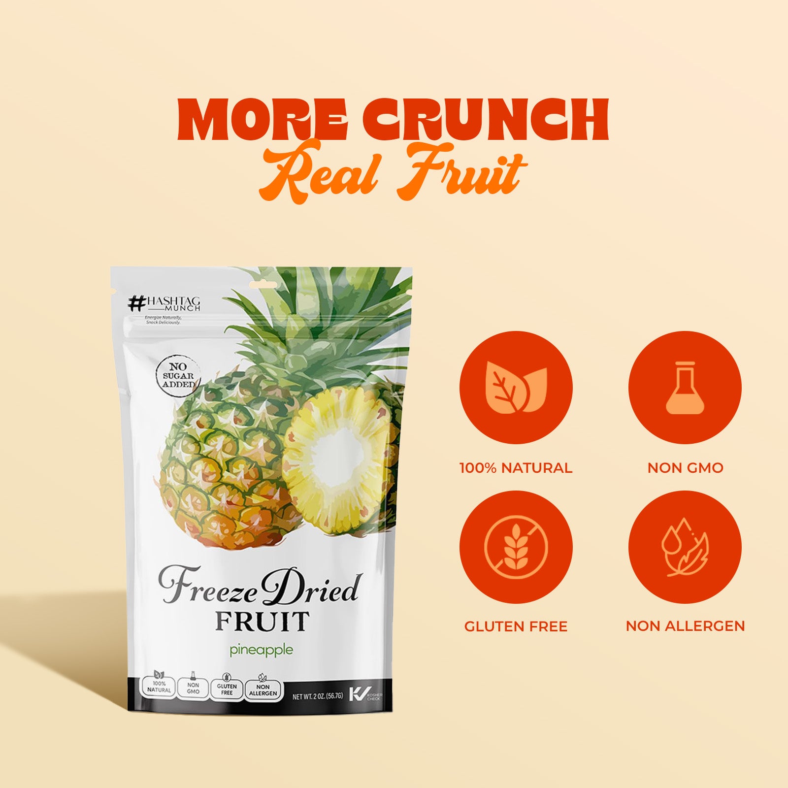 Freeze Dried Pineapple - No Added Sugar