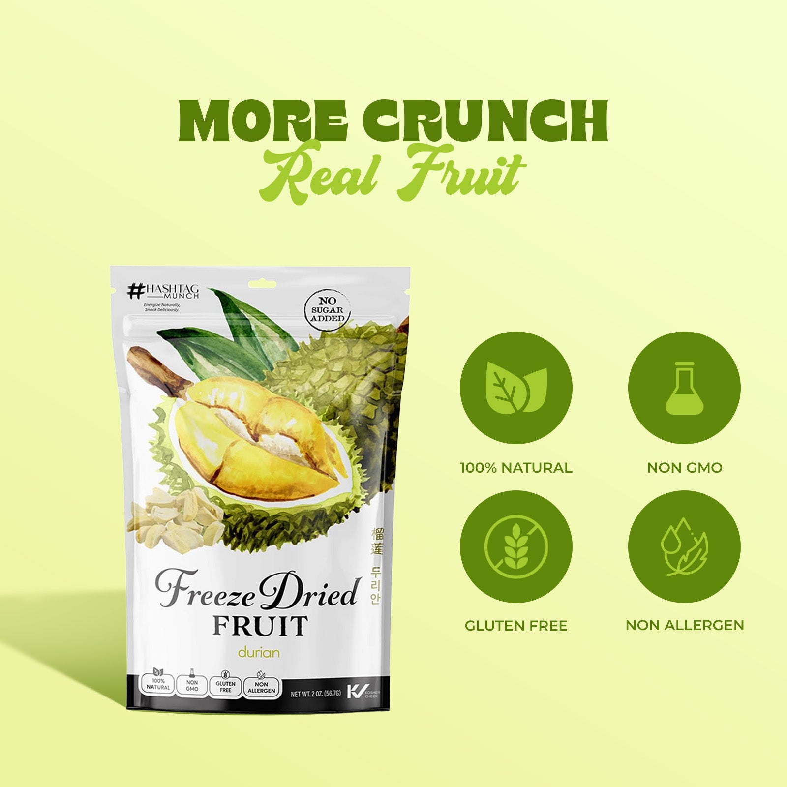 Freeze Dried Durian - No Sugar Added