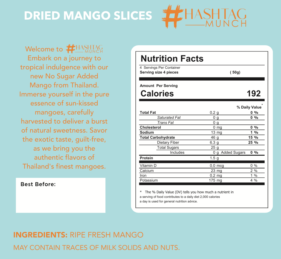 Dried Mango Slices No Sugar Added