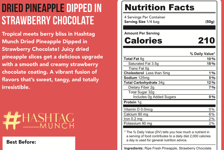 Dried Pineapple Dipped in Strawberry choco