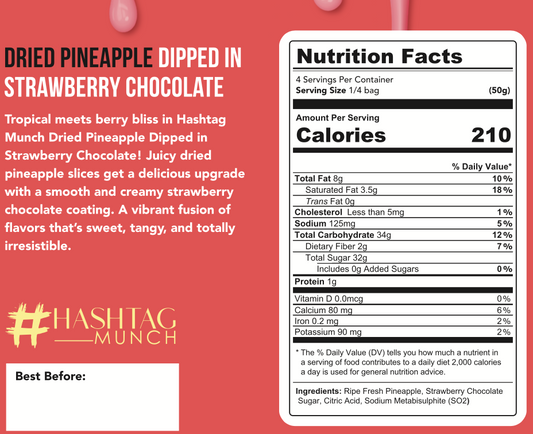 Dried Pineapple Dipped in Strawberry choco