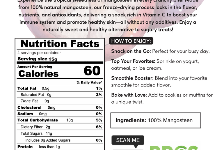 Freeze Dried Mangosteen - No Sugar Added