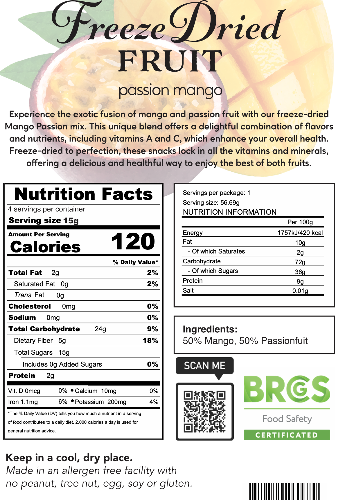 Freeze Dried Passion Mango - No Sugar Added