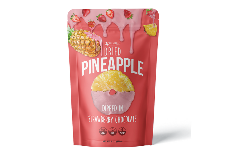 Dried Pineapple Dipped in Strawberry choco