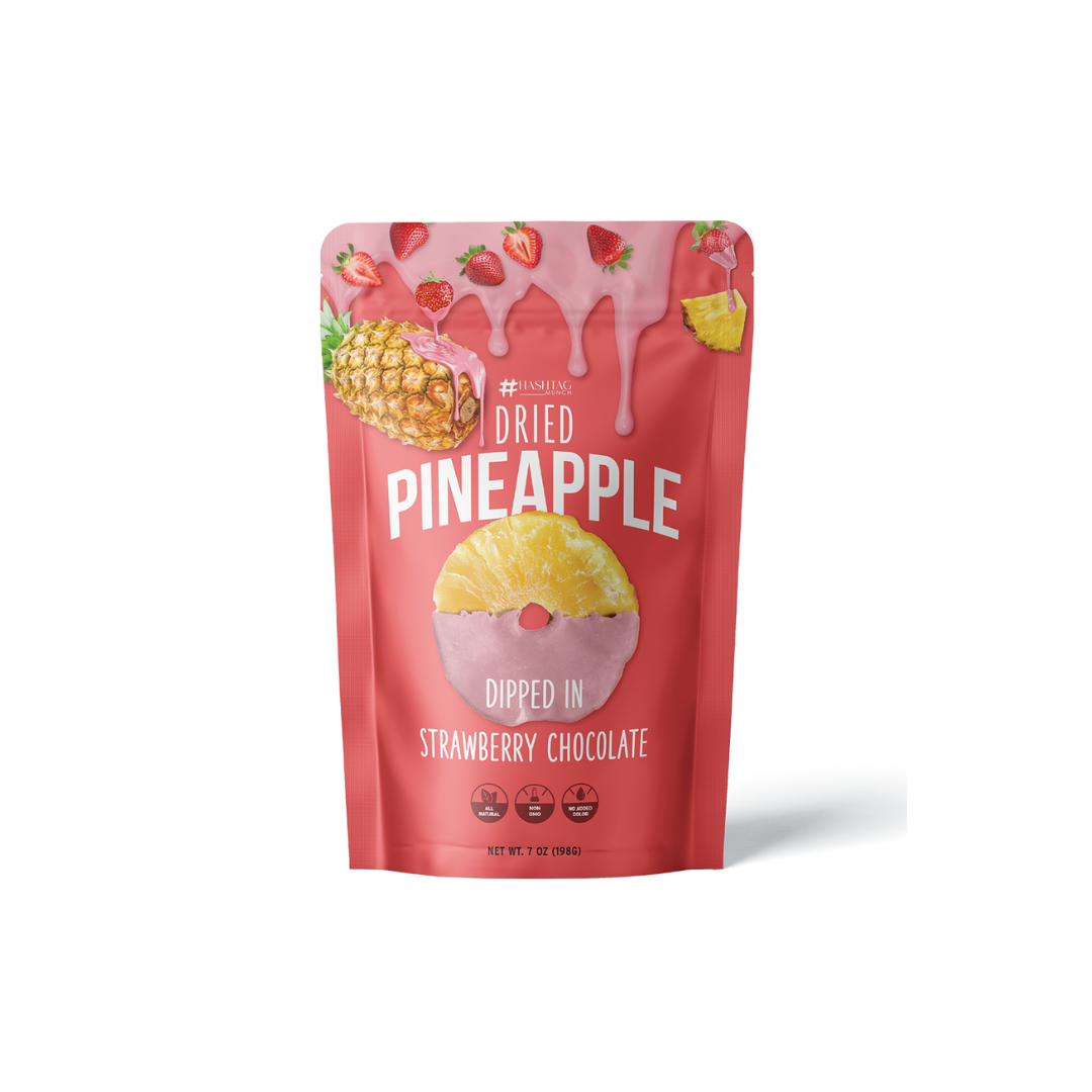 Dried Pineapple Dipped in Strawberry choco