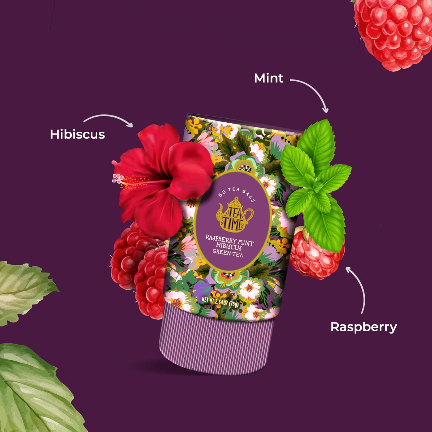 TEA TIME - Raspberry Mint Hibiscus Green Tea