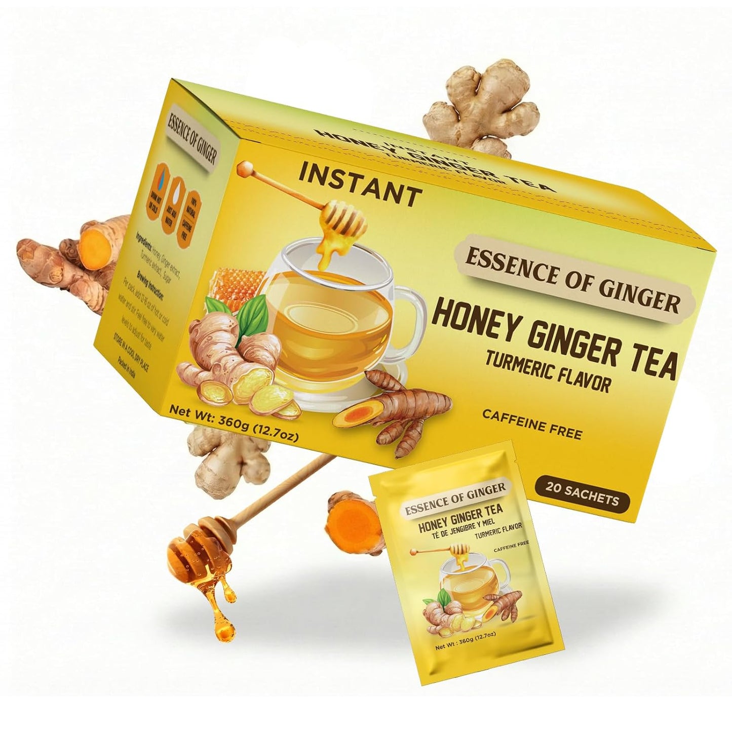 Essence of Ginger Honey Ginger Turmeric Herbal Tea