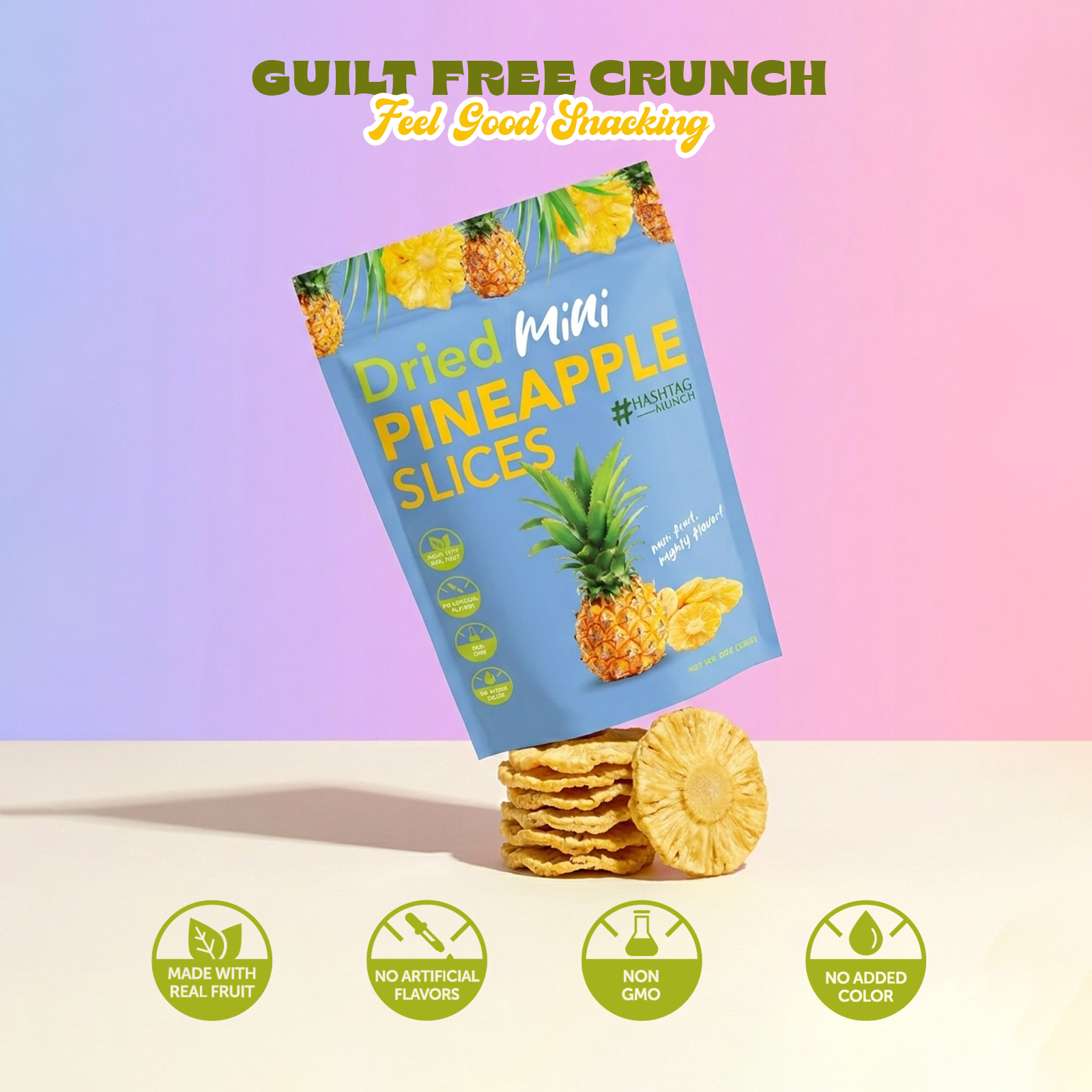 Hashtag Munch Dried Mini Pineapple Slices