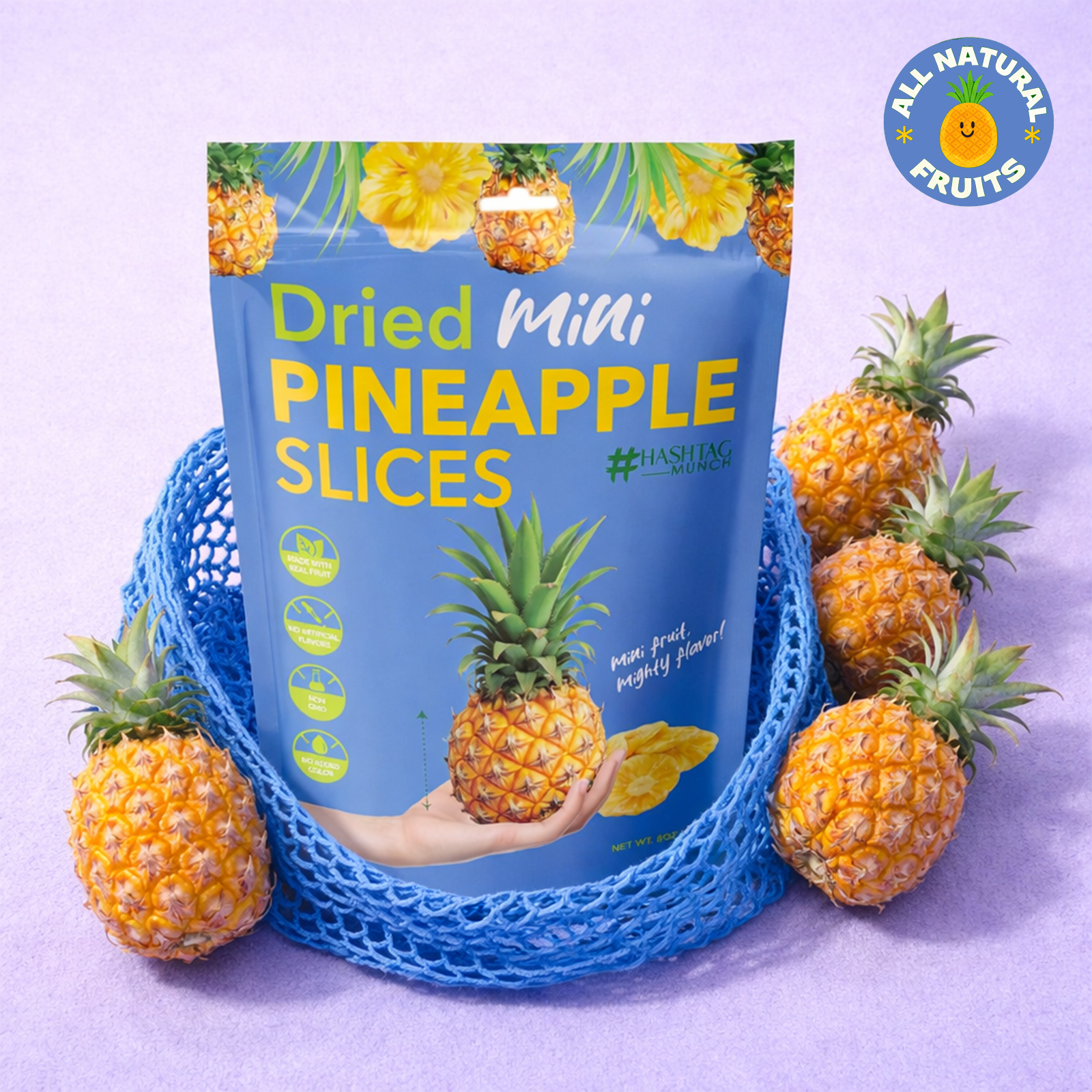 Hashtag Munch Dried Mini Pineapple Slices