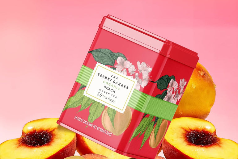 The Secret Garden Organic Green Tea Peach Flavor 50 Tea Bags