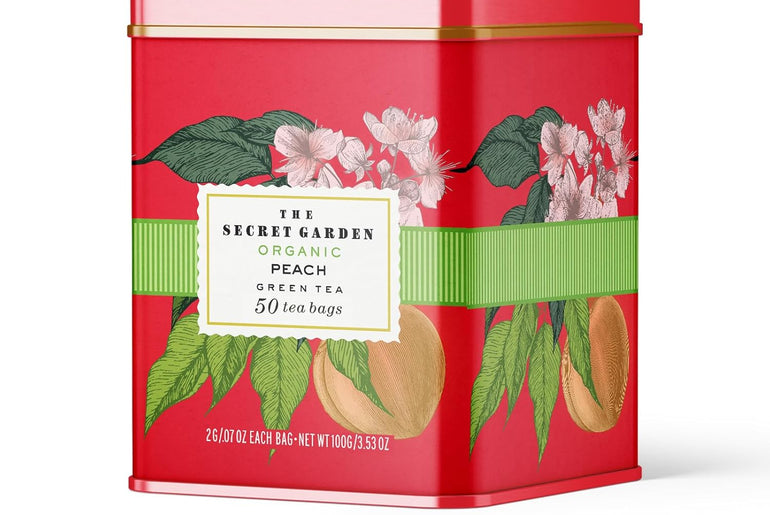 The Secret Garden Organic Green Tea Peach Flavor 50 Tea Bags