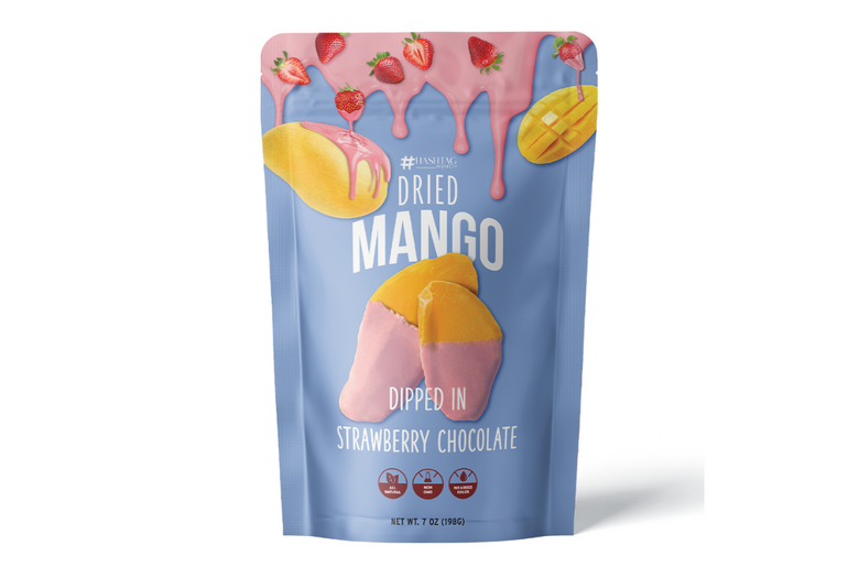 Dried Mango Dipped in Straweberry Chocolate